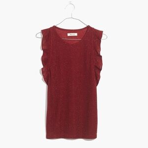 Madewell Ruffle Sleeve Tank Top in Metallic Rust